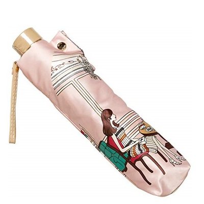☆注目のDAKS日本製造安全Rokuro粉紅色女士緞紋晴/雨二用折傘☆
