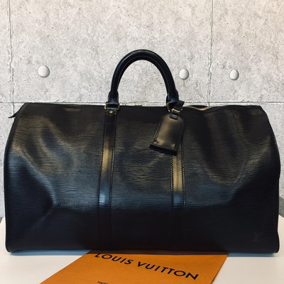 【哈極品】二手品《Louis Vuitton LV 黑色EPI皮50 公分 keepall 手提包/旅行袋/行李包》