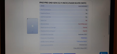 蘋果 APPLE iPad Pro2 (12.9吋) 256G 型號:A1670 平板電腦零件機 只測試可開機可觸控不入系統 狀況: 破屏 其餘不詳