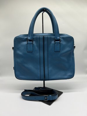 -Brantage不列顛精品- Tod's briefcase 托德斯藍色皮革公事包(附背帶)
