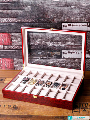 檀韻致遠烤油漆6101224位手錶盒新品珠寶首飾收納展示盒木盒.