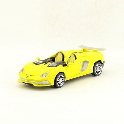 萬寶 合金兒童玩具汽車1:32藍博基尼敞篷超級跑車聲光迴力開門 黃