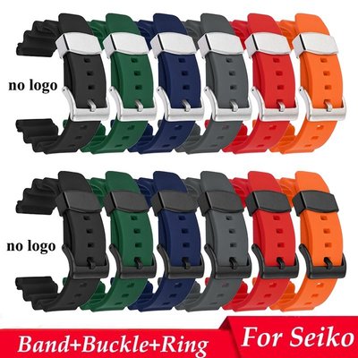 森尼3C-硅膠手錶帶於精工SEIKO(NO LOGO) 22mm 水鬼潛水錶帶 男士女士手錶配件錶帶-品質保證