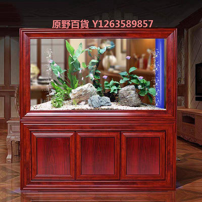 中式魚缸客廳屏風底過濾大型龍魚缸家用隔斷懶人免換水生態水族箱