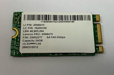 ☆【LITEON LSS-24L6G 24G 24GB 2242 M.2 SATA SSD 固態硬碟】☆45N8470