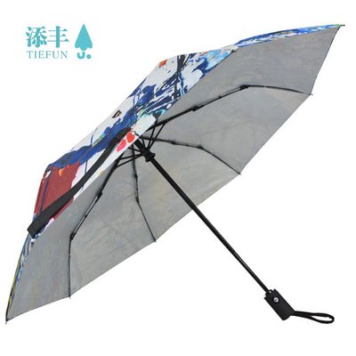 遮陽傘 全自動折疊晴雨兩用雨傘ins風油畫棒防曬防紫外線太陽傘定 制 快速發貨