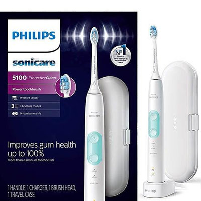 Philips 【美國代購】飛利浦 電動牙刷 Sonicare ProtectiveClean 5100 HX6857/11-白色