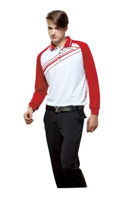 SPAR長袖POLO衫SP69591白色/紅紋