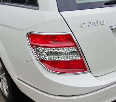 圓夢工廠 Benz 08~11 斜背 S204 C180 C200 C220 C250 改裝 鍍鉻銀 車燈框飾貼 後燈框