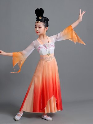演出服 兒童古典舞演出服漢唐舞蹈服中國舞古風廣寒宮演出服飄逸女童紗衣