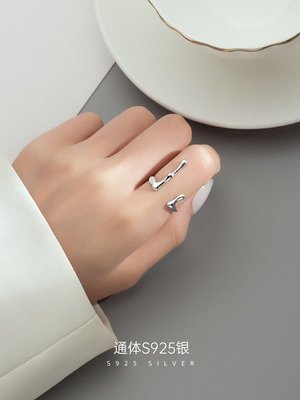 925純銀液化戒指女ins極簡高級感輕奢小眾設計不規則個性開口指環,特價