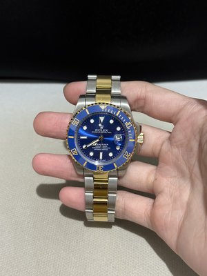 收藏出清ar廠 Rolex 勞力士 半金藍水鬼 自動上鍊機械錶 近全新 原廠鋼錶帶 最新版本錶款 低價拋售中!！