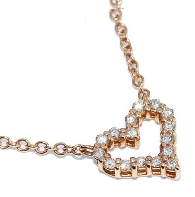 Tiffany 18K Peach Heart 愛心鑽石項鍊,Size Extra Mini