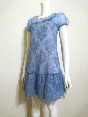 巧帛Chaber 藍色蕾絲低裙擺洋裝 38號(M)