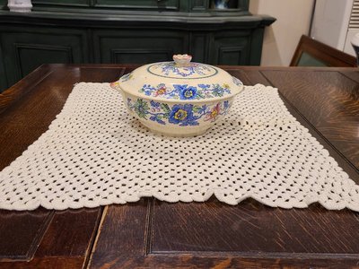 【卡卡頌  歐洲古董】比利時老件 手工編織 桌巾 桌墊 杯墊 家飾布 F0124 ✬