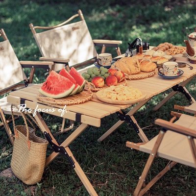 熱銷 Freehike房車戶外鋁合金桌椅折疊便攜式野餐露營小桌子櫸木蛋卷桌