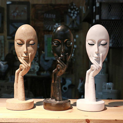現貨創意擺件美甲美睫北歐抽象藝術人臉面具擺件創意家居裝飾品辦公室工藝擺設