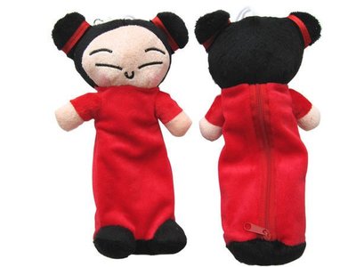 【卡漫迷】 中國娃娃 化妝包  絨毛 筆袋 Pucca 萬用包 小物 收納包 吊飾 造型 玩偶 娃娃 酢醬麵