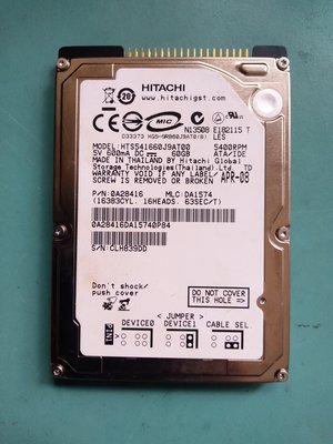 (懷舊) HITACHI日立 2.5吋 IDE筆電硬碟 60GB(60G) HTS541660J9AT00 [605]