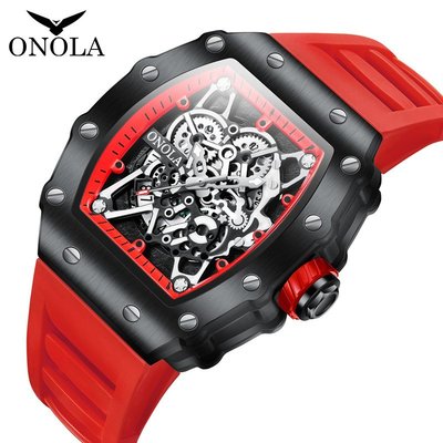 【潮裡潮氣】奧駱納/ONOLA直播爆款時尚防水石英男士手錶矽膠帶ON3827