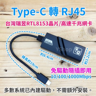 Type-C 高速有線網卡 外接網卡 1000M 千兆網卡 有線網路卡 Type-C轉RJ45 乙太網路卡 手機網卡