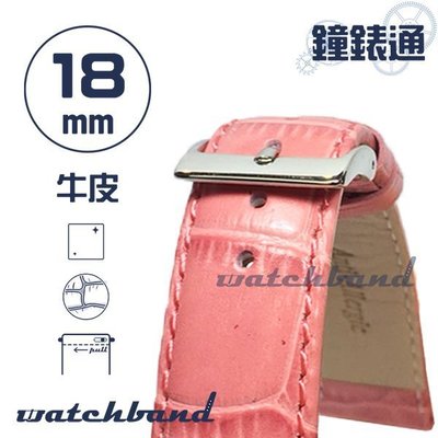 【鐘錶通】C1.26I《亮彩系列》鱷魚格紋-18mm 櫻花粉┝手錶錶帶/皮帶/牛皮錶帶┥