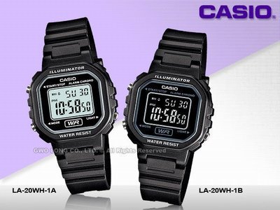 CASIO手錶專賣店 國隆 LA-20WH-1A / LA-20WH-1B 電子錶 學生錶 小徑面 LA-20WH