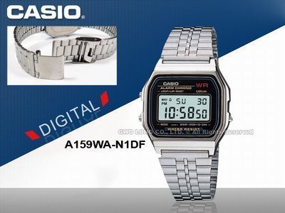 國隆手錶專賣店 CASIO A159WA-N1DF 復古風潮 電子錶 不鏽鋼錶帶 開放式錶扣 A159W