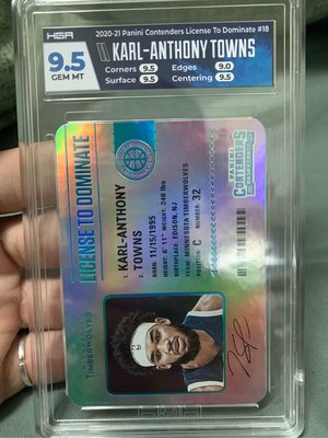 2020-21 Panini Contenders License to Dominate Karl-Anthony Towns #18 HGA 9.5
