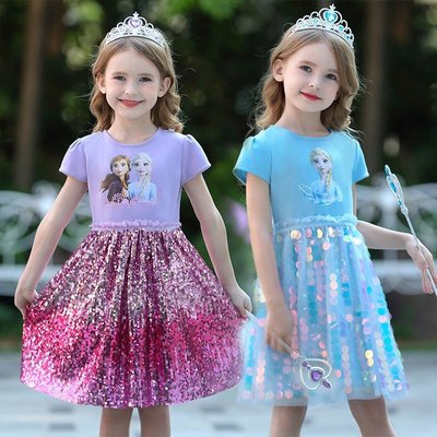 1-8 歲女童童裝萬圣節冰雪奇緣2公主裙艾爾莎安娜連衣裙公主裙女孩cosplay演出造型服裝