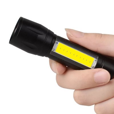 『開立發票』限時特價99元 迷你伸縮變焦LED鋁合金手電筒 帶測燈強光手電筒 USB快速充電