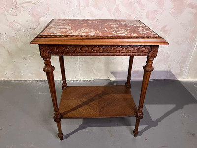 法國Louis XV百年古董胡桃木雕刻大理石邊桌『頂級收藏品』#524039