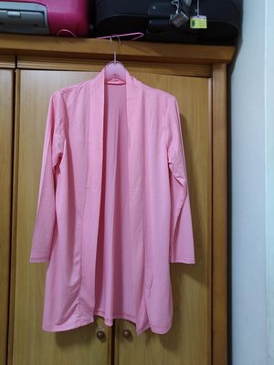 粉紅色涼感防晒外套 中長版罩衫 冷氣房外套 台灣製