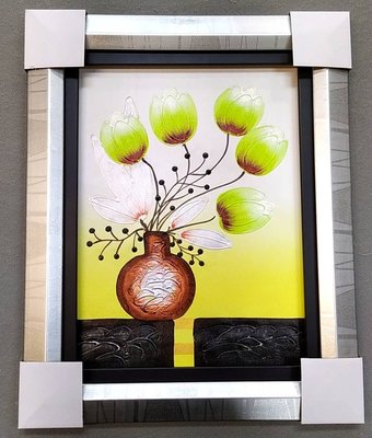 『府城畫廊-手繪油畫』鬱金香(綠色)－40x50－(含框價，可換框)－有實體店面－請查看關於我聯繫