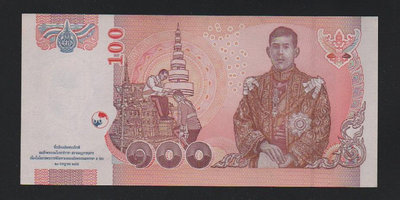 【低價外鈔】泰國ND 2012年 100 Baht 泰銖 紙鈔一枚 現任泰王瓦吉拉隆功60誕紀念 P126 絕版少見~