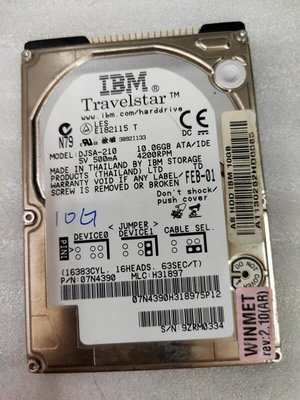 【電腦零件補給站】IBM DJSA-210 10GB 4200 RPM IDE 2.5吋硬碟