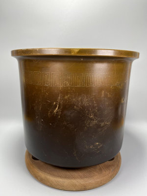【二手】日本銅火缽，銅火爐，有點小風眼，不影響使用，重3090克，尺 擺件 銅器 老貨 【景天闇古貨】-318