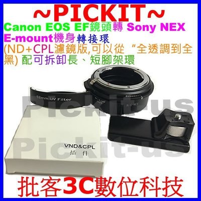 ND CPL濾鏡插件環 CANON EOS EF鏡頭轉Sony NEX E卡口機身轉接環 A7 A7R A7S M II