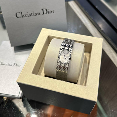 ⭐️ 香榭屋精品店 ⭐️ Christian Dior 銀色千鳥格不鏽鋼石英腕錶 (XC1237)