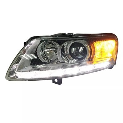 下殺-適用于奧迪A6 05-11前大燈氙氣 帶LED日行燈改裝總成配件汽車車燈
