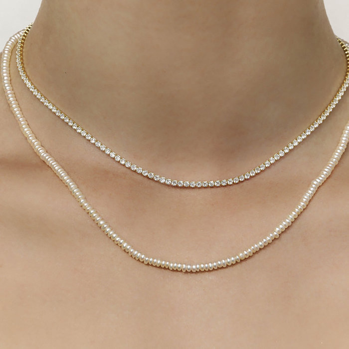 SHASHI 紐約品牌 Tennis Diamond 銀色滿鑽項鍊 經典鑲鑽項鍊
