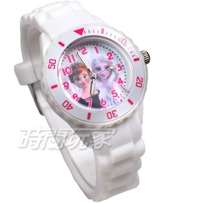 Disney 迪士尼 時尚卡通手錶 冰雪奇緣 艾莎公主 安娜公主 雪寶 手錶 數字 女錶 白色 DU5-3084
