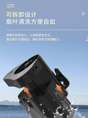 USB風扇 賽瑪戶外高溫工作掛腰風扇隨身便攜式小型涼膚機大風力腰間電風扇