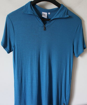二手名牌【A/X】澳門製藍綠色拉鍊式短袖有領POLO衫穿不到超低價出清-$149免運