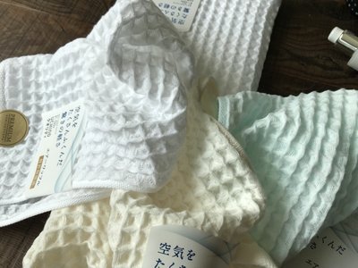 發現花園 日本選物~日本製 內野毛巾 uchino  中空系 蜂巢 長巾  ~ 白色/綠色/黃色