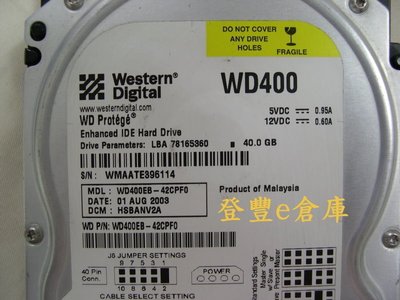 【登豐e倉庫】 YF641 WD400EB-42CPF0 40G IDE 硬碟