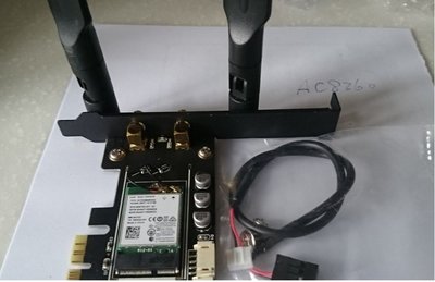 M.2 WiFi (Socket 1 A/E Key)轉PCIe x1介面卡，附雙刀槳天線、藍芽USB線，適用無線網卡