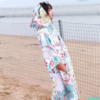 草莓商店韓國可穿式吸水速乾毛巾衣沙灘浴袍成人潛水游泳浴巾斗篷男女通用