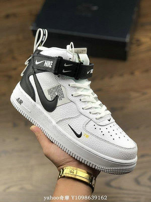 【明朝運動館】Air Force 1 Mid 07 LV8 黑白 字母 厚底 皮革 中幫 滑板鞋 804609-103 情侶鞋耐吉 愛迪達