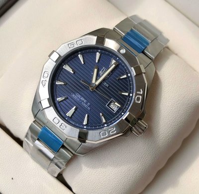 TAG HEUER Aquaracer Calibre 5 藍色面錶盤 銀色不鏽鋼錶帶 男士 自動機械錶 WAY2112.BA0928 豪雅 競潜 300M
